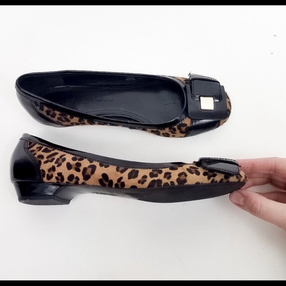 FRANCO SARTO Cameo Leopard Real Fur Flats 7.5 N